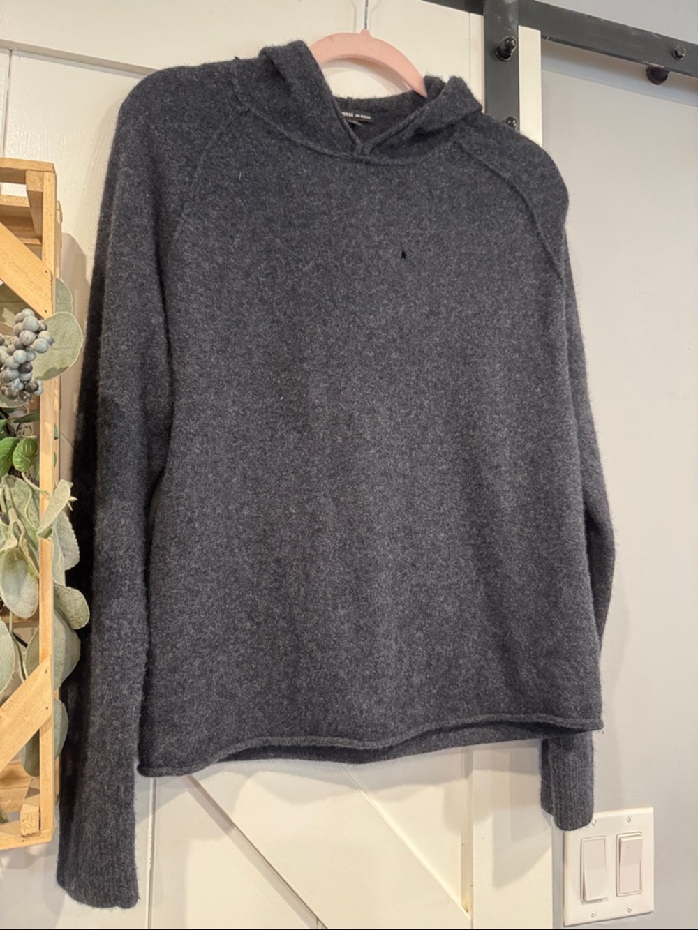 James Perse Charcoal Gray Cashmere Hoodie Sweater sz 1